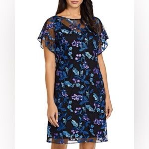NWT Adrianna Papell Floral Vine Embroidered Shift Dress